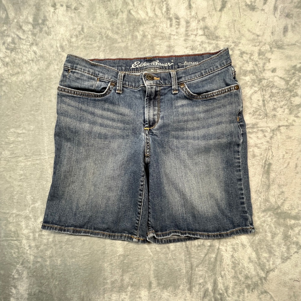 Eddie Bauer Denim Shorts Womens 4 Blue Boyfriend Fit Specially Dyed Medium Wash